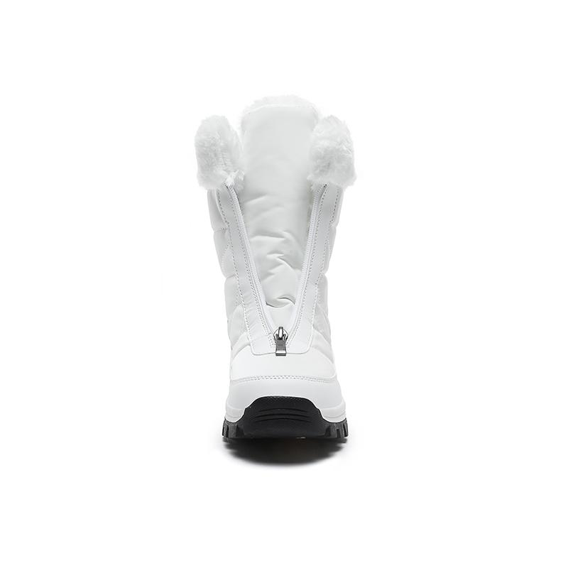 Women's Winter Leather Boots Women Winter Shoes Keep Warm Non-slip Black Snow Boots Ladies Lace-up White Boots