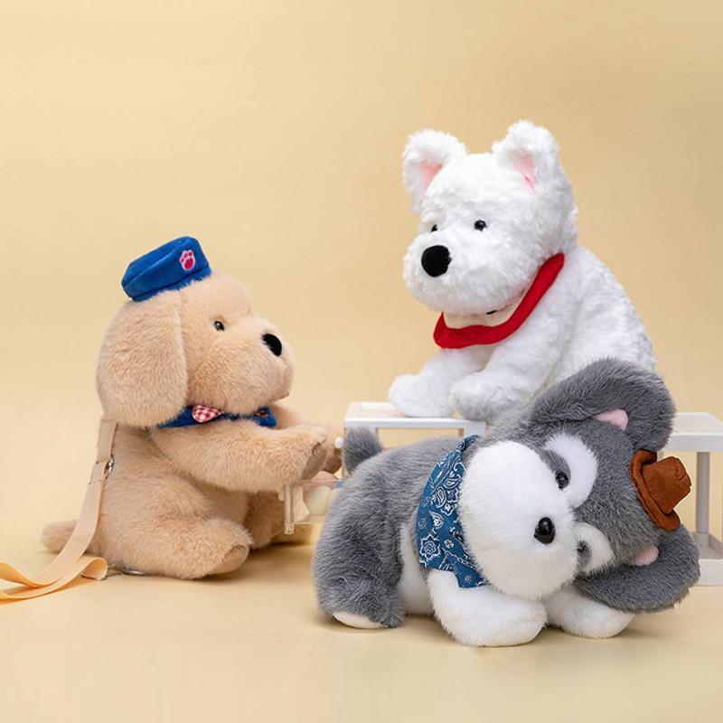 Cartoon Fox Schnauzer Golden Retriever Plush Backpack For Childrens Birthday Gift And Storage