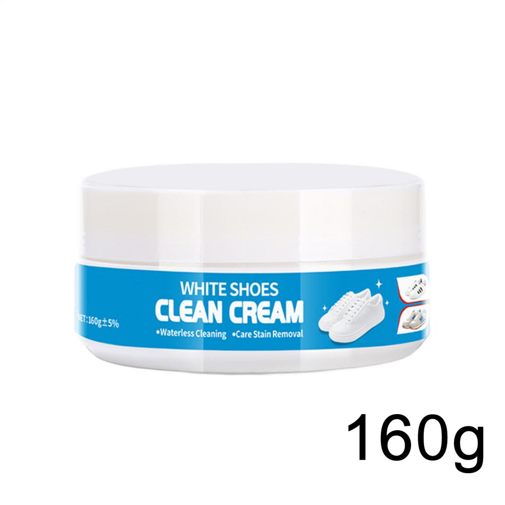 160g Weiße Schuhreiniger-Creme Mit Schwamm Fleckenentferner Reinigungsbehandlung Kein Spülen erforderlich Für Leinwand Gummi Leinwandsohle Flecken