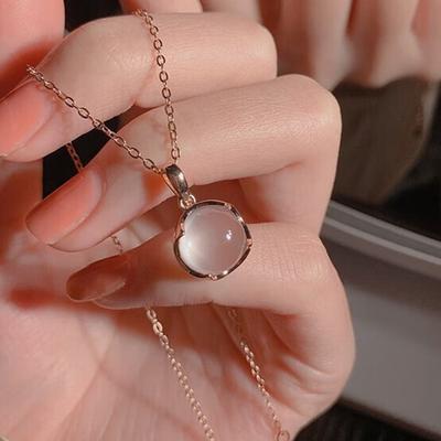 Cherry Blossom Powder Crystal Necklace Peach Blossom Pendant Chain Women's Niche Design Simple Fashion Temperament Collarbone