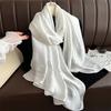 Plain Solid Basic Design 100% Silk Feeling Scarf for Women 180x90cm Shawl Wrap Luxury Female Hijab Headband Foulard Beach Stoles