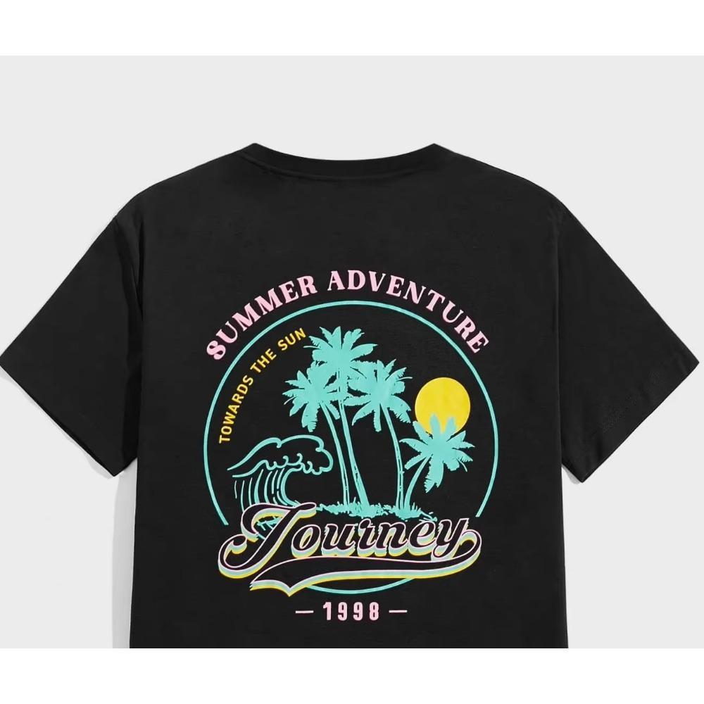 Summer Adventure Towards The Sun Jouiney 1998 T-Shirts Men Oversized Cotton Tee Clothing Summer O-Neck Tops Casual Loose T Shirt