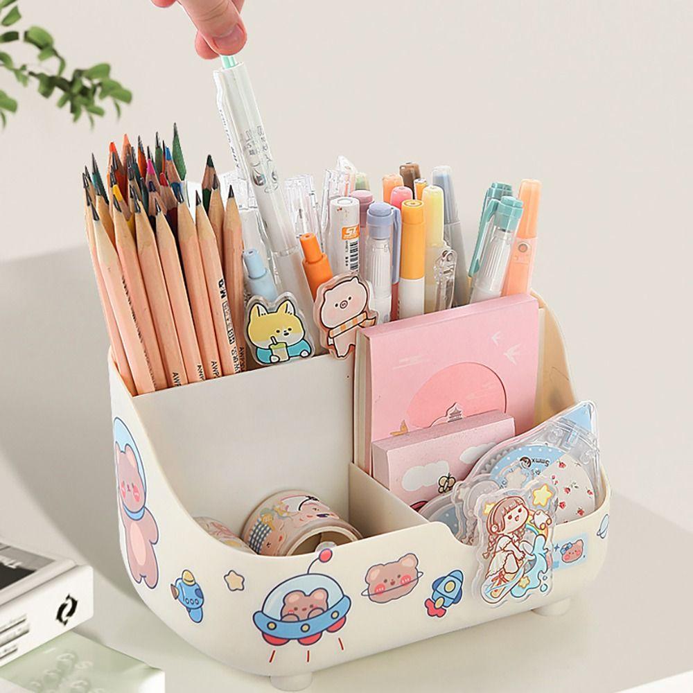 Plastic Pen Holder Multifunctional Makeup Brush Holder Cute Pen Container  Students