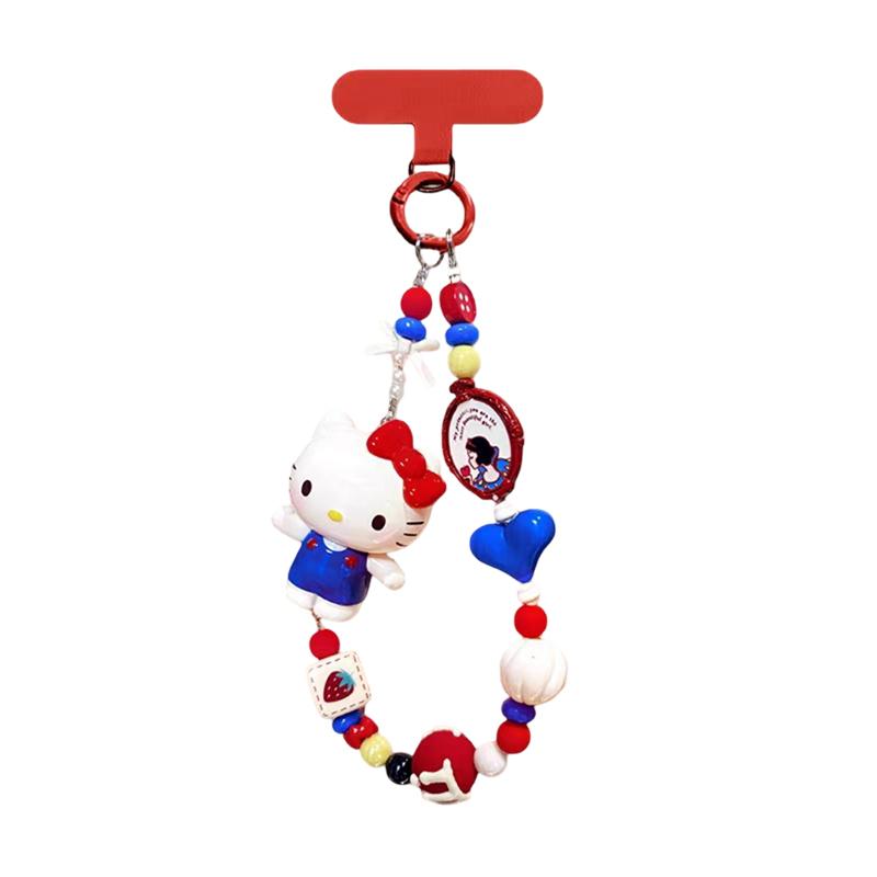 Animation Design Hello Kitty Key Rings Beaded Pendant Phone Charms Kawaii Kuromi Key Ring Adorable Hellokitty Keyring Present For Girls
