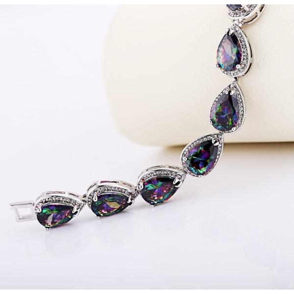 Bunter Edelstein Handschmuck, Zirkon Damenarmband, Armband, Schmuck