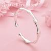 Elegant 925 Sterling Silver Delicate Bamboo-Shaped Open Bangle for Women, Fashionable Wedding Party Accessories
