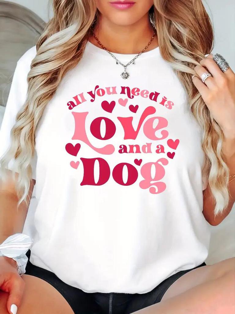 TEMU Valentine's Heart Women's Short Sleeve Crew Neck Top