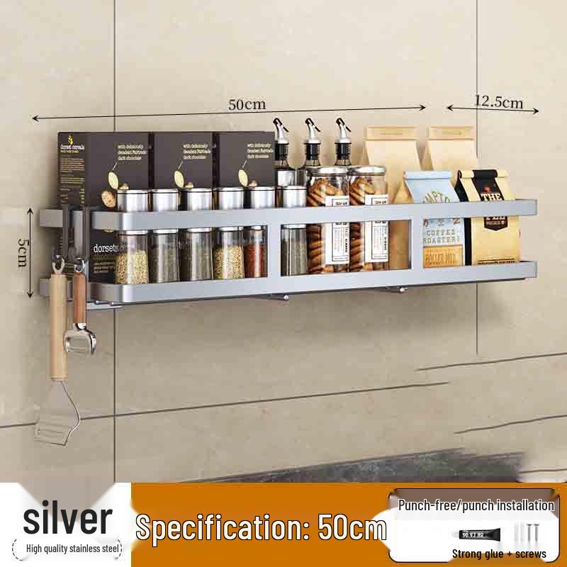 Punch-Free Wall-Mounted Kitchen Storage Rack