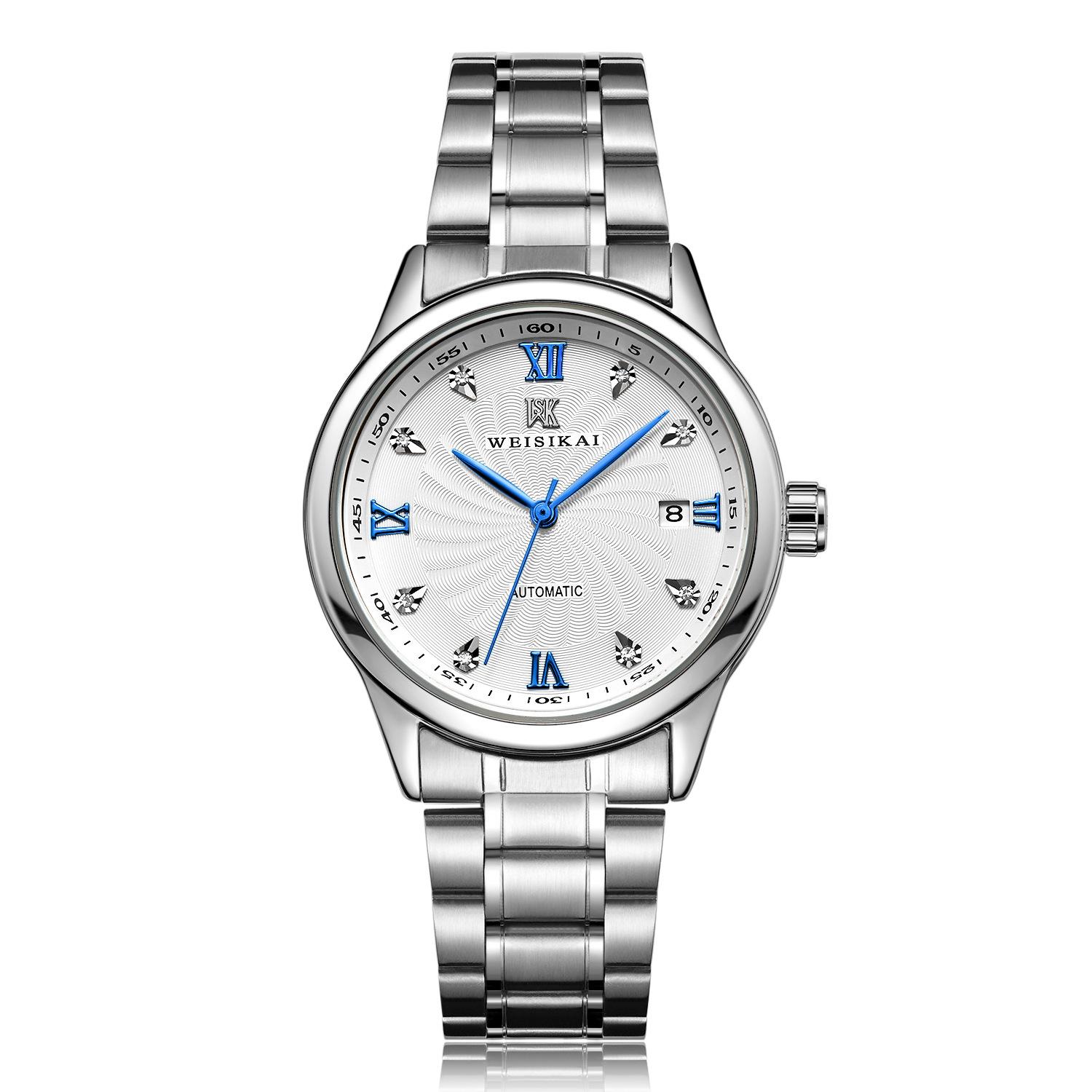 

WEISIKAI 146A Мужские часы Новые роскошные мужские часы высшего бренда с коробкой Водонепроницаемые светящиеся календари Автоматические мужские механические часы белый