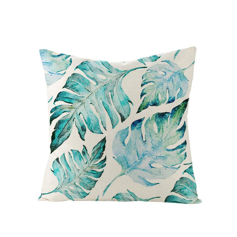 Plant Leaf Linen Pillowcase Car Office Pillowcase