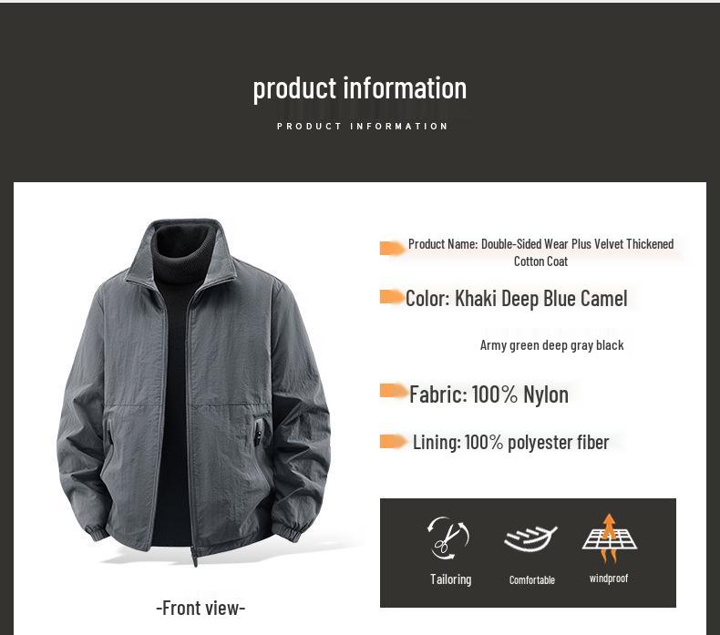 2025 Herrjacka i fleece: Höst/Vinter, Ståkrage, Lös passform, Stor storlek