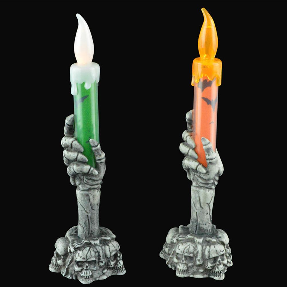 Halloween Skeleton Hand Led Lamp Candle Flame Light Stand Lamp Home Party Bar Decoration