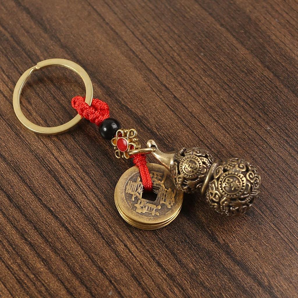 Tang Teng Messing-Kürbis-Schlüsselanhänger – Glückverheißendes, handgefertigtes Accessoire für Taschen und Handys