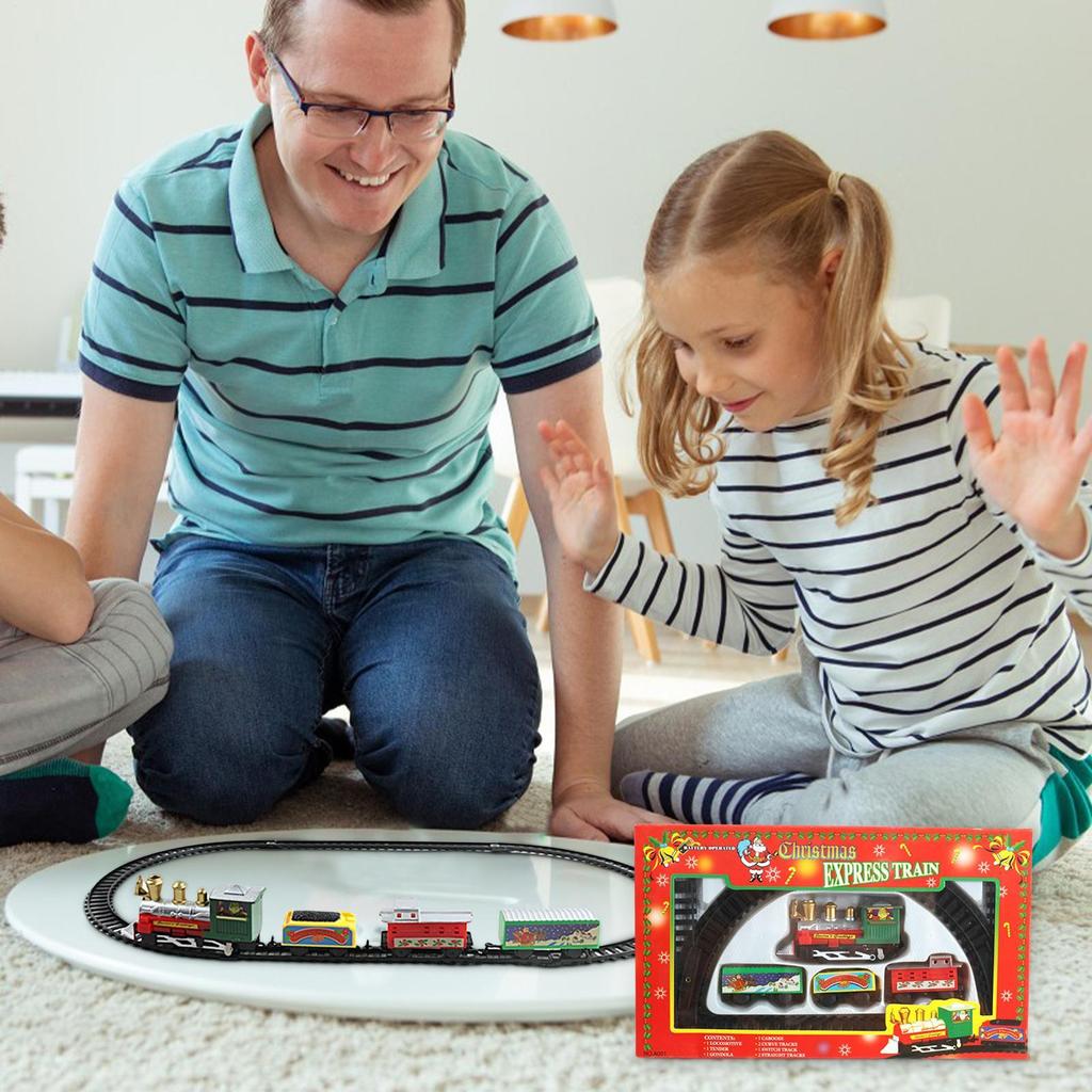 Christmas Train Set with Track Small Kids Trains Christmas Toys Ornaments Festive Electric Game for Festival Activities