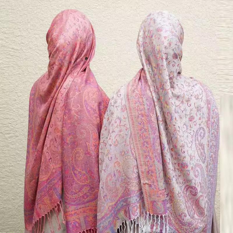 Paisley Scarf Hijab Cashmere Feeling Pashmina Shawls Tassel Hijab Head Wraps Femme Winter Scarves Foulard Bufanda