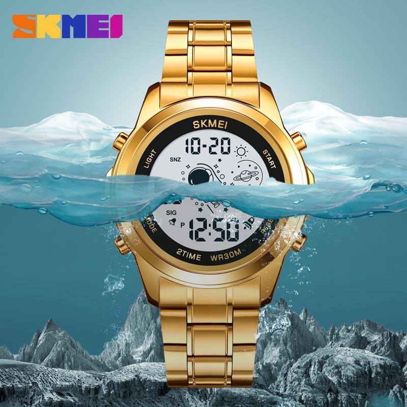 Electronic watch stainless steel belt single display waterproof astronaut interface sports watch male