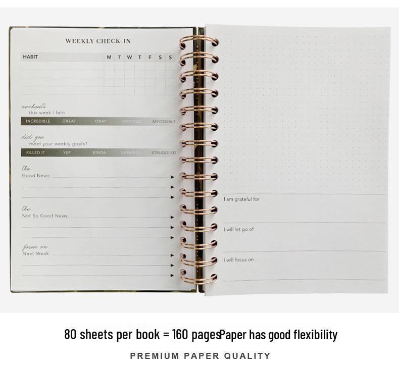 A5 Hardcover Fitness Planner: Cross-Border Sport & Wellness Journal for Daily & Weekly Tracking