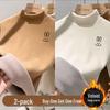 2025 Winter Kids' Plush Velvet Base Layer Half-High Collar T-Shirt for Boys & Girls