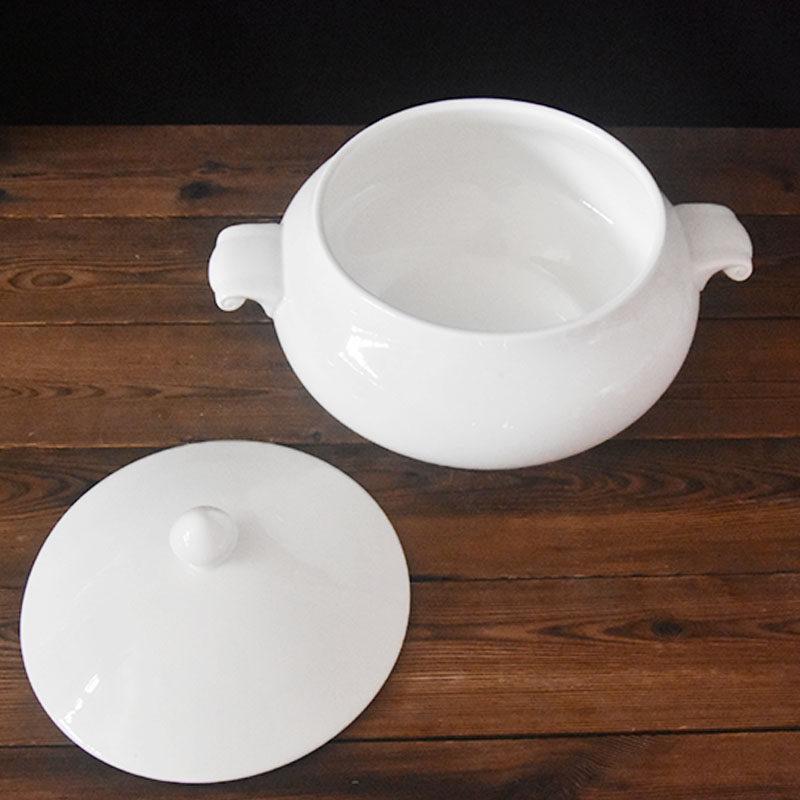 Ceramic Stew Pot with Lid - Extra Large Double-Earred Soup Pot for Birds Nest and Buddha Jumps Over the Wall Soup