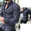 Herrenmode Hemd mit Blumenmuster, Slim Fit, Langarm, Knopfleiste, Umlegekragen