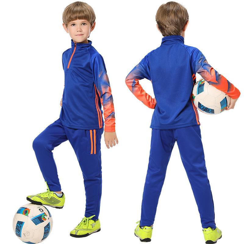 Long-sleeved Football Training Jersey Set, Children's/adult Autumn and Winter Game Jersey, Half-zip Sports Jersey Printing
