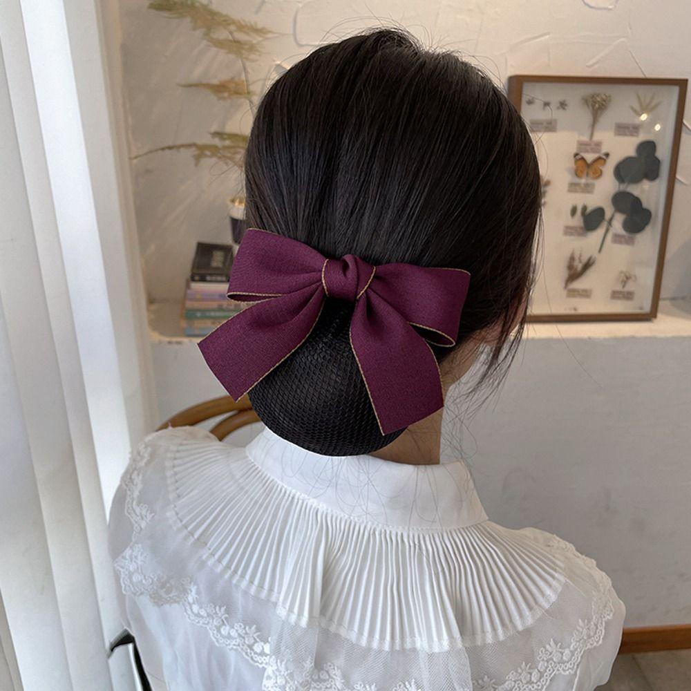 For Girls Nurse For Female Bow Spring Clip Ponytail Clip Korean Bun Snood Hairgrips Cover Net