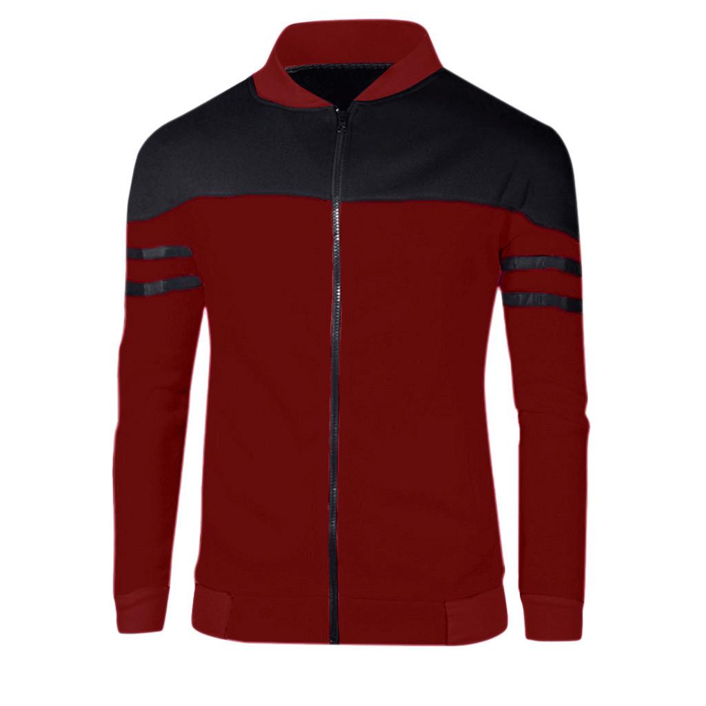 

Модная мужская зимняя куртка-ветровка с молнией, в стиле пэчворк, с длинным рукавом M красный
