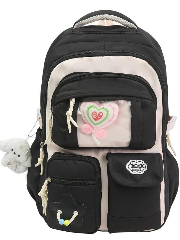 College Style Nylon Backpack With Fabric For School Use