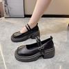 Schwarze Plateau-Pumps mit Knöchelschnalle für Damen im japanischen Lackleder-Mary-Jane-Stil, Damen-Punk-Lolita-Schuhe mit dicken Absätzen