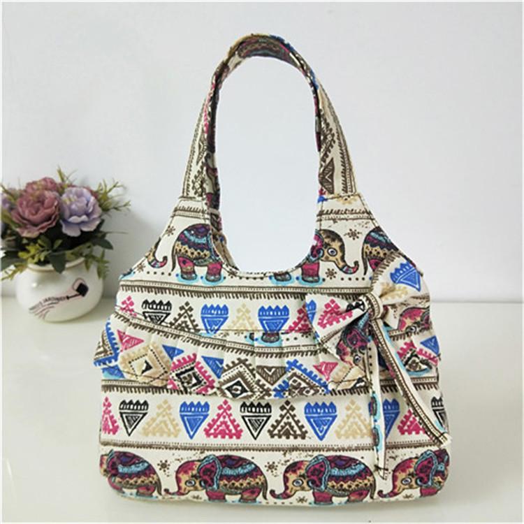 Women's Korean Style Canvas Tote Bag with Bowknot - Simple, Retro, and Perfect for Groceries or Your Phone