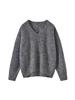 Women's Thickened V-Neck Knit Cardigan Sweater with Floral Yarn