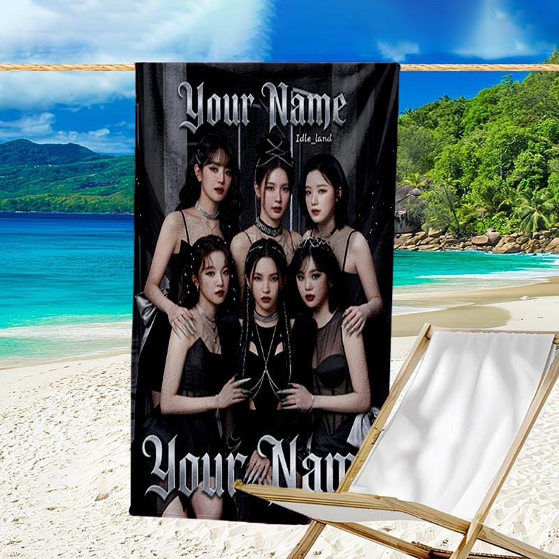 Custom Name Beach Towel Kpop idle Group Dynasty Beach Towel, Soft Microfiber, Gift for Her/Him, Birthday, for Pool, Beach, Travel, Fan gifts
