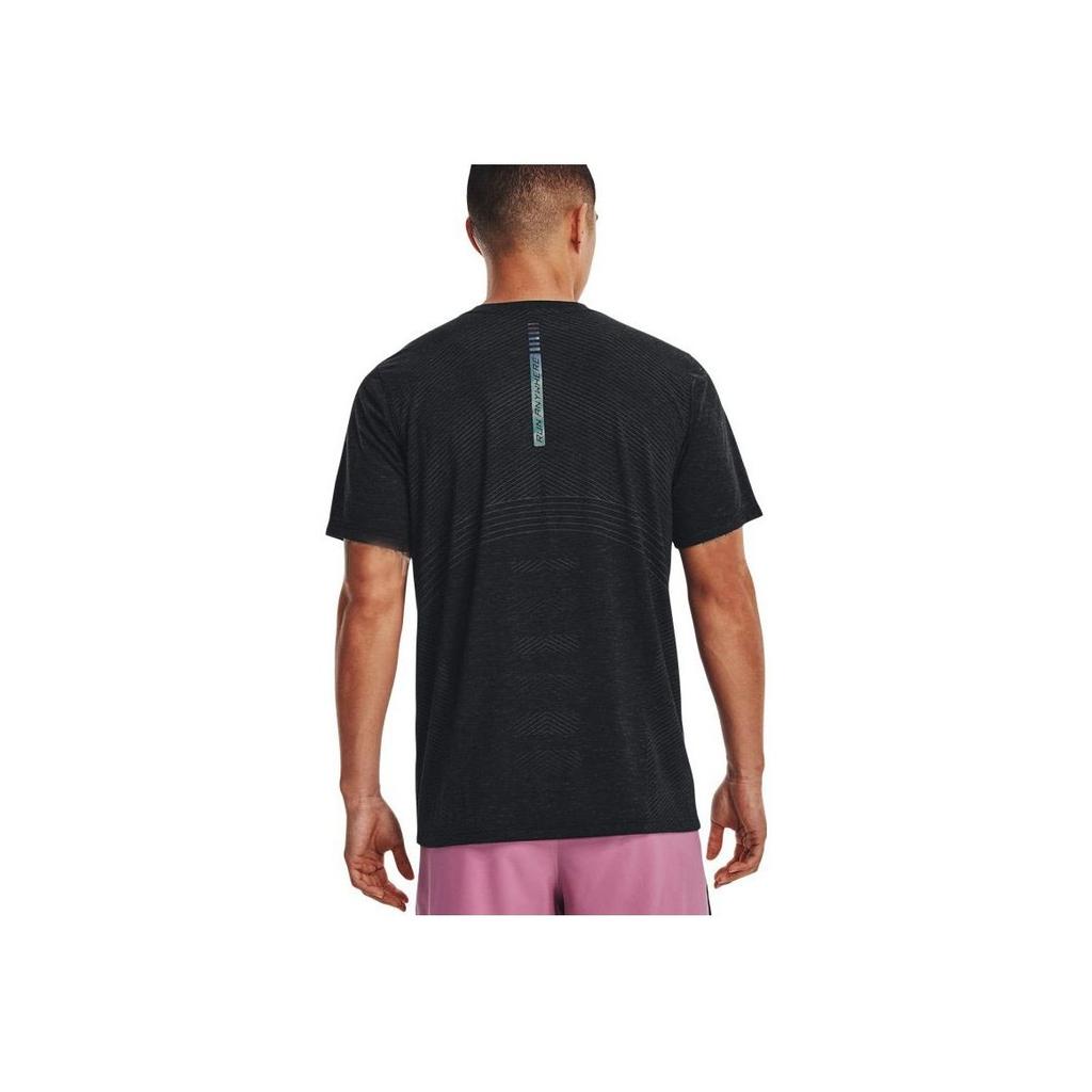 Under Armour Solid Color Slim Fit Running Short Sleeve T-Shirt Men Tops Black 1375267-001