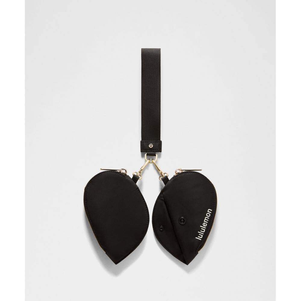 Lululemon Dual Pouch Wristlet Heart Black White Gold