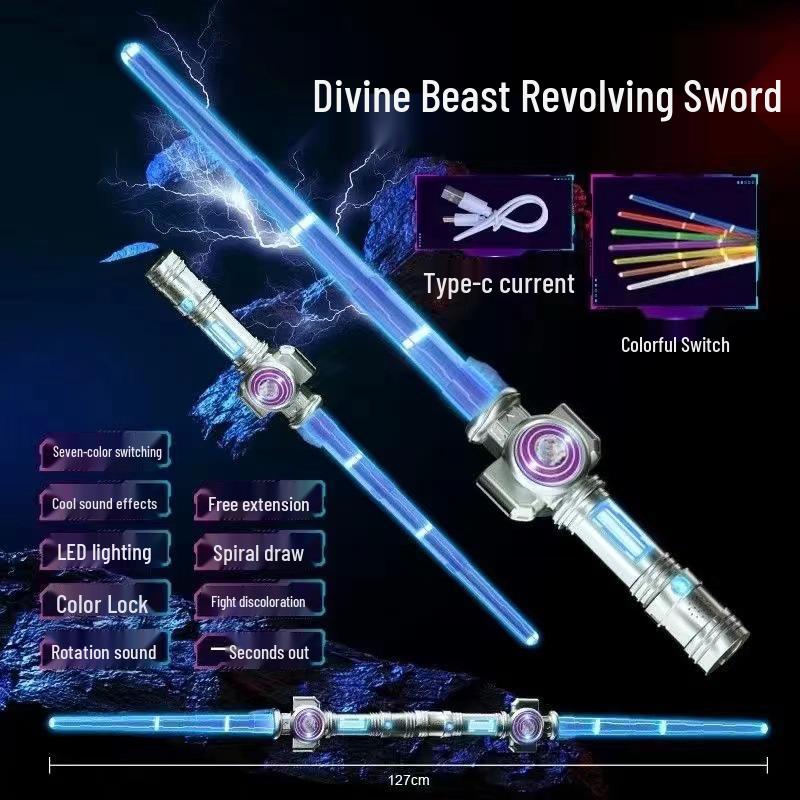 Telescopic Glowing Lightsaber Toy - Mythical Beast Design for Kids