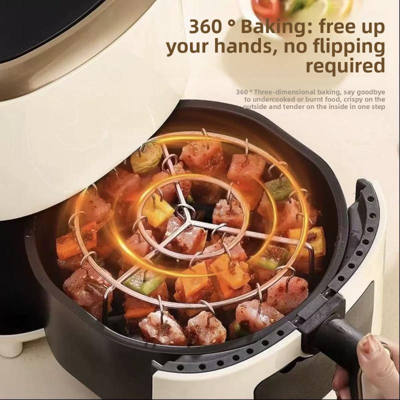 Household Kitchen Air Fryer Skewer Rack, Stainless Steel Hanging Barbecue Rack, Round Hanging Meat Skewer Rack