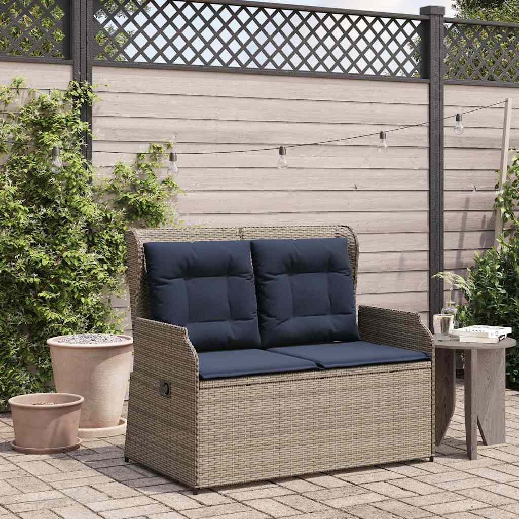 vidaXL Garden Bench Grey Poly Rattan