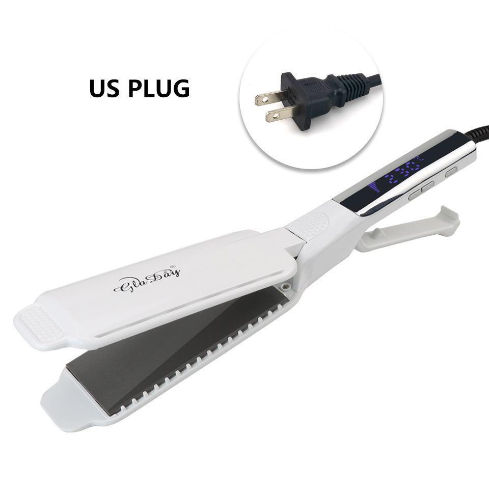 

Выпрямитель для волос с широким ЖК-дисплеем Titanium для салонного использования US Standard белый