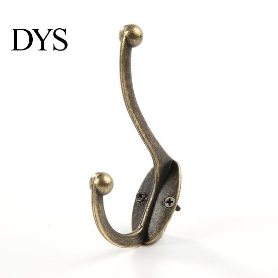 Vintage Clothes Hook Durable Bronze Zinc Alloy Double Leg Hanger for Wardrobes