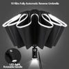 Fully Automatic Reverse Folding Umbrella 10 Ribs Windproof Strong Reflective Stripe UV Folding Big Umbrella For Women and Men