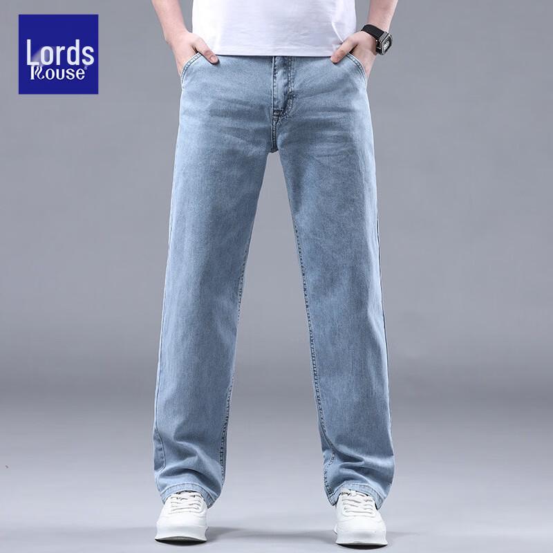 LUOZI Men's Straight-Leg Summer Cotton Jeans