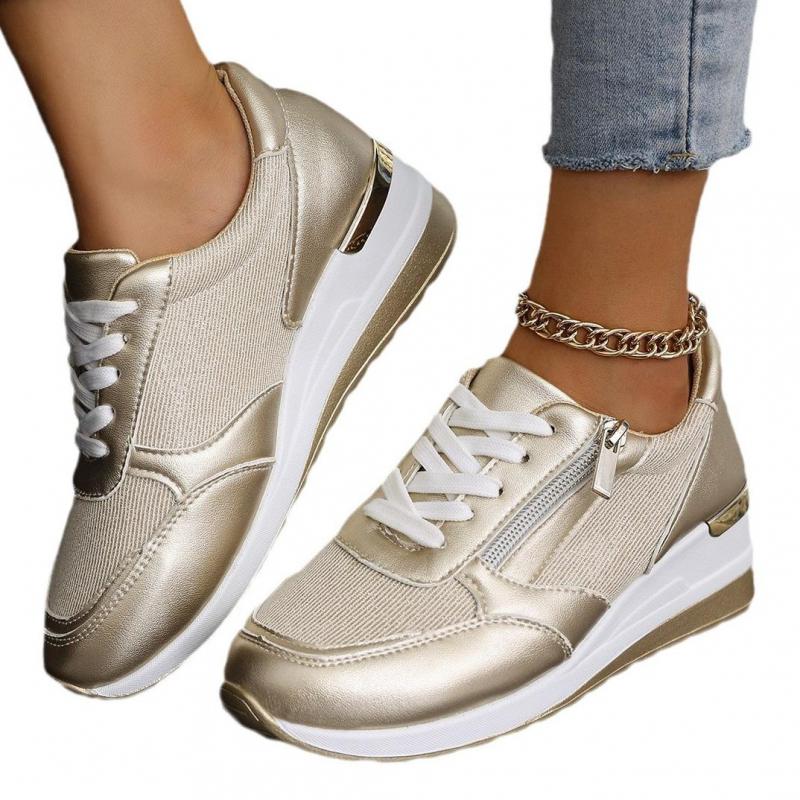 Fashion Silver Casual Shoes Spring Platform Wedge High Heeled Sneakers Thick Bottom Vulcanized Shoes Woman Comfort Sports Shoes
