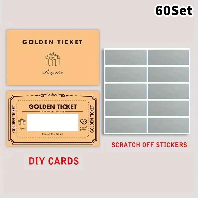 Yellow Scratch-Off Cards 30/60 Sets Blank DIY Wish Reveal Notes for Wedding Anniversary Family Gathering Events