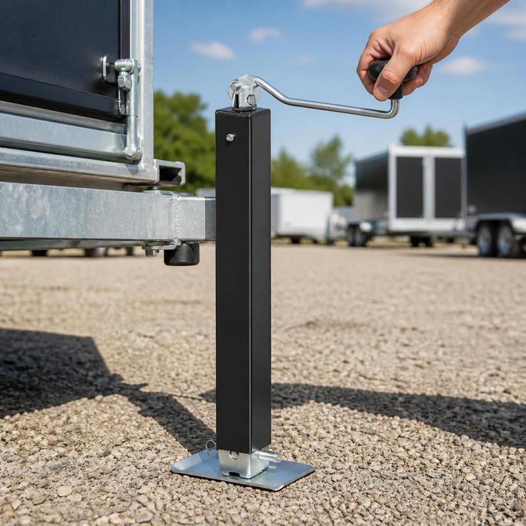 Weldable Trailer Jack Manual Support Leg with Base Plate Heavy-Duty