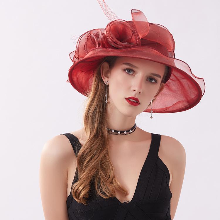 Summer Sun Protection Bucket Hat Organza Flower Sun Hat Foldable Big Brim Beach Hat Mesh Hat