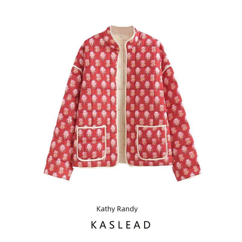 Kaslead New Arrival Women's Clothing Fashion Style Fashion Casual Minimalist All-Matching Printed Cotton Coat Jacket