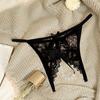 Sexy Open Crotch Panties Perforated Lace Beautiful Sexy Underwear for Fully Exposed Erotic Erotic [MeatRoot] Lingerie, [Pearl Decoration, Panties, &