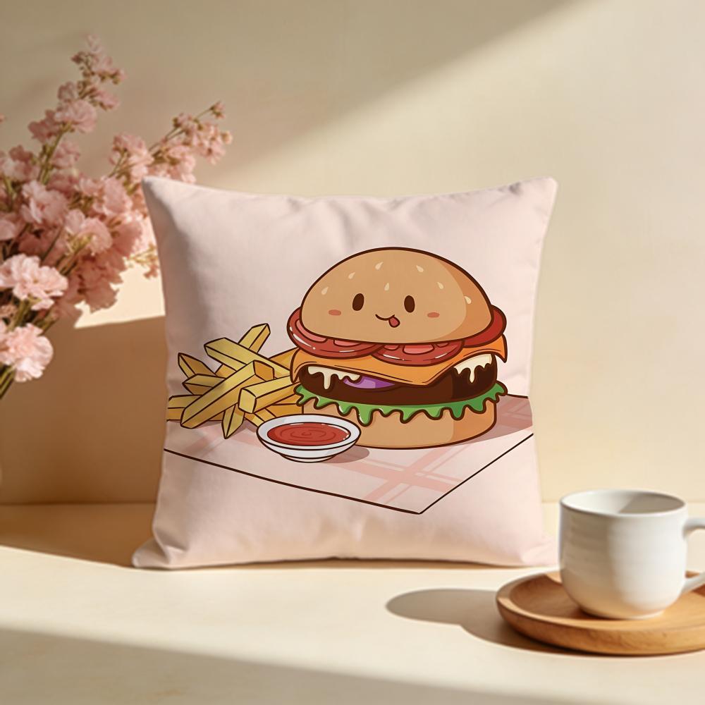Juicy Burger Cushion Cover Soft Pillow Cases for Home Bedroom Living Room Sofa