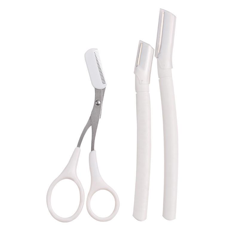 Beginner-Friendly White Eyebrow Shaver Set for Men and Women