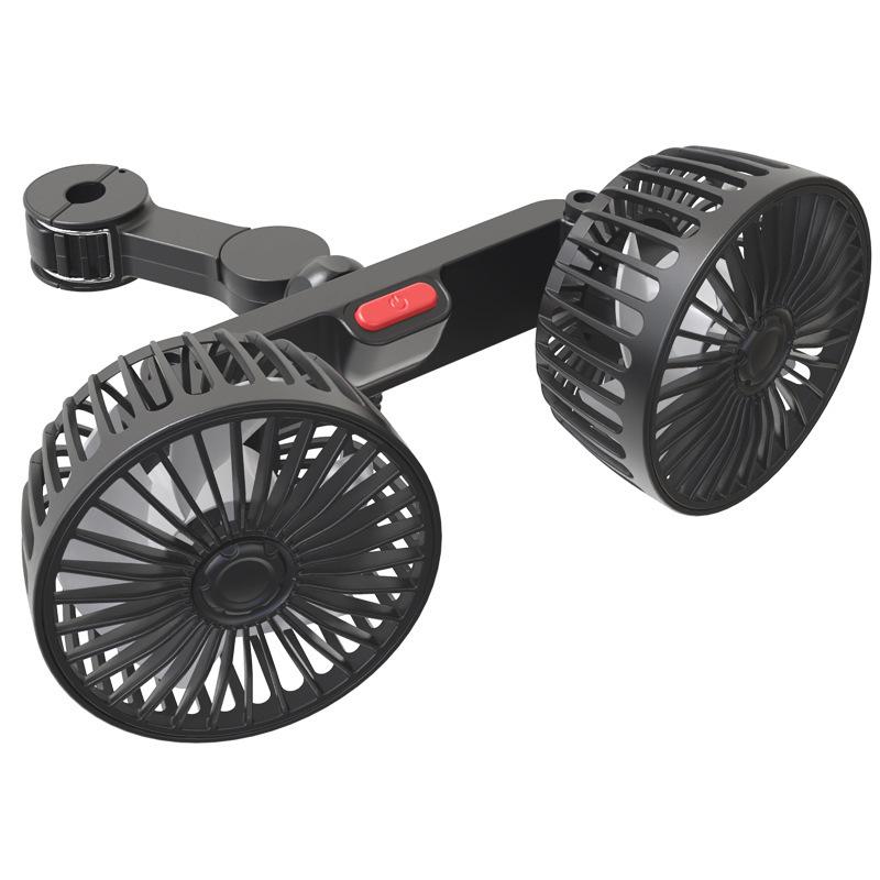 Dual Head Car Fan For Back Seat 3 Speeds Usb Car Rear Headrest Fan For Kids Baby Extender Arm 360°Rotatable Air Cooling Fan